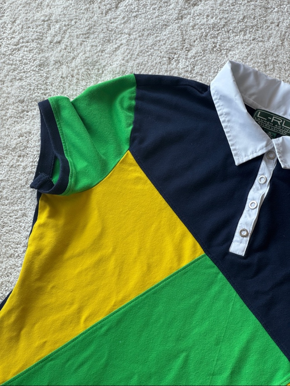 Ralph Lauren Active Colorblock Polo Shirt - Navy, Green & Yellow - Picture 2 of 7